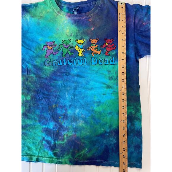 Y2K Grateful Dead Bears Psychedelic Green Blue Tie Dye Rock Band T Shirt Medium - Picture 5 of 8